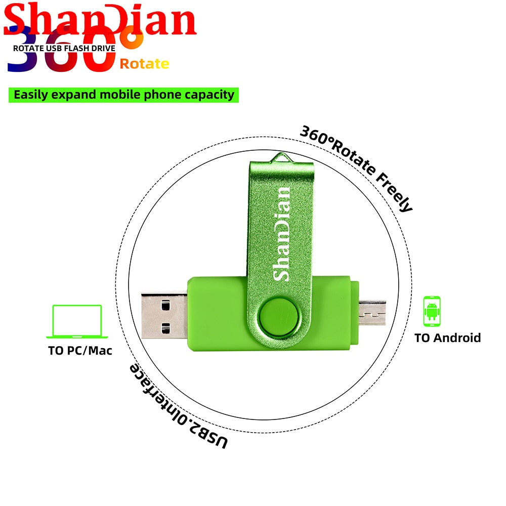 SHANDIAN Multifuncional USB 2.0 // Flash Drive 3 em 1 Micro OTG // Pen Drive de Alta Velocidade // 4 GB 8 GB 16 GB 32 GB 64 GB Memory Stick U Disk