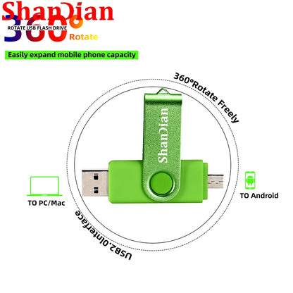 SHANDIAN Multifuncional USB 2.0 // Flash Drive 3 em 1 Micro OTG // Pen Drive de Alta Velocidade // 4 GB 8 GB 16 GB 32 GB 64 GB Memory Stick U Disk