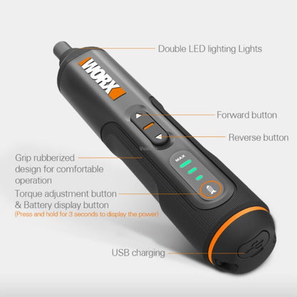 Novo Youpin Worx 4V Mini Conjunto de Chave de Fenda Elétrica WX240 Chave de Fenda Elétrica Sem Fio Cabo Recarregável USB